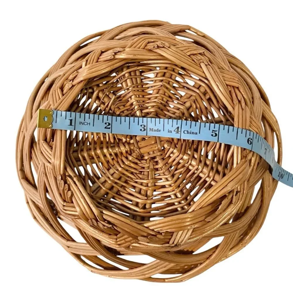 Round Woven Wicker Basket Accent Bowl